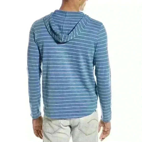 Vince NWT Fine Stripe Hoodie Shirt Mens XXL Blue Cotton Pullover Long Sleeve 2xl - Picture 2 of 3
